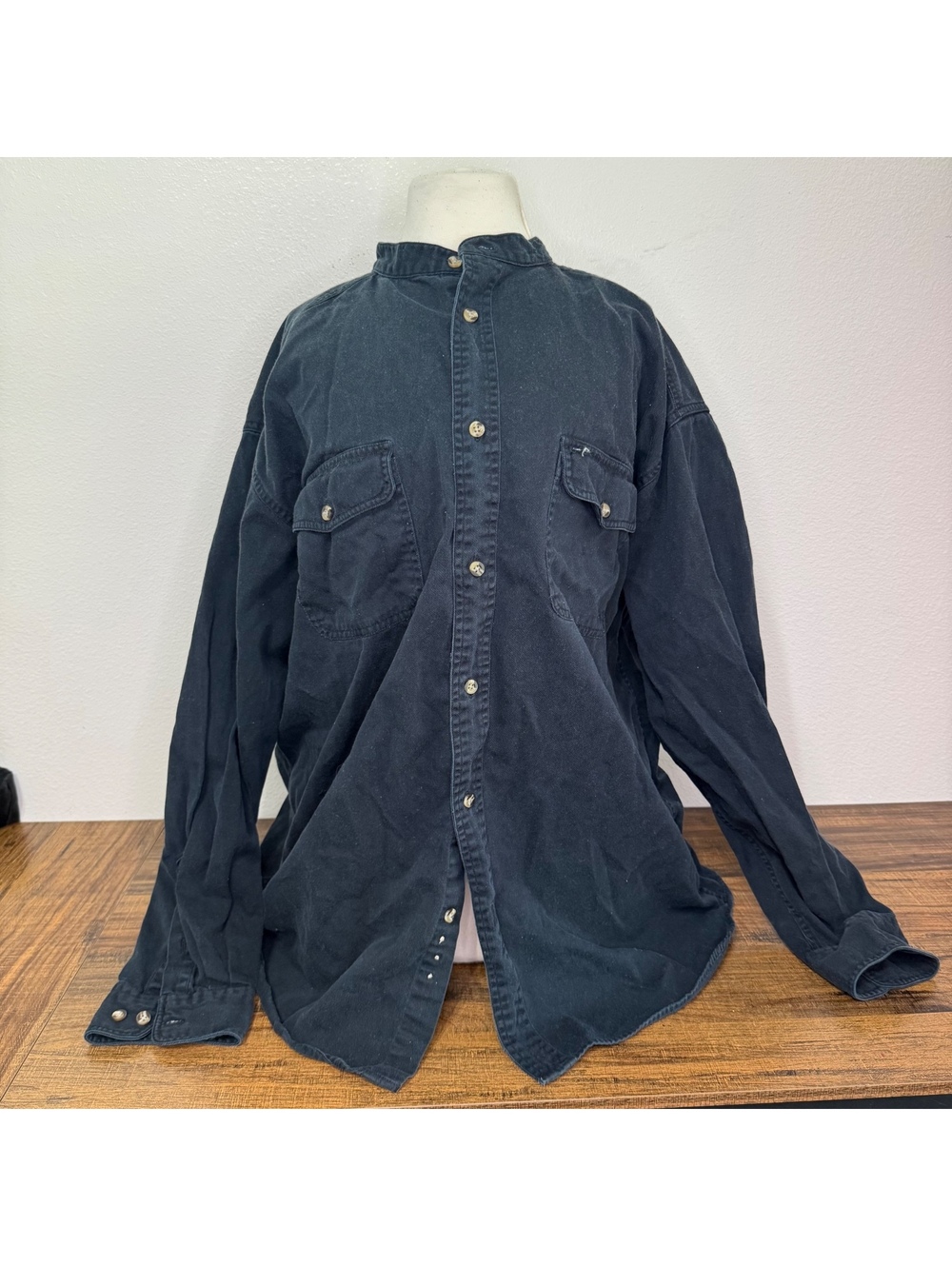 Scandia Woods Black Cotton Button-Up Shirt Size XL